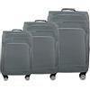MY TRAVEL BAG Trolley da viaggio in tessuto espandibile con ruote gemelle (M/L/XL/XXL o set da 4) bagagli morbidi, grigio., Set da 3, Valigetta in tessuto con ruote gemelle