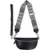 Blade Marsupio da donna in vera pelle, elegante borsa a tracolla da donna, con 2 spallacci regolabili rimovibili, tasca sul petto per donna nera, Nero option-1, S