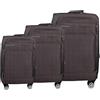 MY TRAVEL BAG Trolley da viaggio in tessuto espandibile con ruote gemelle (M/L/XL/XXL o set da 4) bagagli morbidi, marrone, Set da 3, Valigetta in tessuto con ruote gemelle