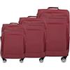 MY TRAVEL BAG Trolley da viaggio in tessuto espandibile con ruote gemelle (M/L/XL/XXL o set da 4) bagagli morbidi, Colore: rosso, Set da 3, Valigetta in tessuto con ruote gemelle