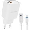 N NEWTOP Caricabatterie CM25 da Rete Muro USB A + Type-C POWERDELIVERY 20W Quick Charger 3.0 Ricarica Veloce Rapida Universale Compatibile con Huawei Samsung Xiaomi Tablet (+Cavo Type-C/USB 3m)