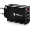 Kayshow Caricatore USB Multiplo, 4 Porte Caricatore Rapido USB da Muro 33W QC 3.0, Compatibile con iPhone 16/15/14/11/XS/8, Samsung Galaxy S21 S20 S10 A71 A55 A34 A15