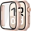 Misxi 2 Pezzi PC Cover Protezione con Vetro Temperato per Apple Watch Serie 11/10 46mm, Custodia Ultra-sottile Anti-caduta Resistente ai Graffi per iWatch, 1 Oro Rosa + 1 Trasparente