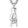 INFUSEU Collana Mano Italiana, Argento Sterling 925 Ciondolo Cornicello Ciondolo 3D Amuleto Italiano Gioielli Amuleto Portafortuna Regali Italiani per Uomo Donna