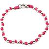 Spadarella Gioielli Spadarella spadino bracciale con sfere in argento 925 di diametro 4 mm e cotone marino colore fuxia.Lunghezza 19 cm.SPBR02