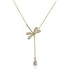 Meissa Collana girocollo argento donna pendenti libellula Collana oro Collana di cristallo Collana impilabile (Oro)