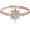 Meissa Anello donna Argento 925 Promessa Diamante Anello Sole Anelli a fascia regolabile da 4-21.25, Oro (Oro rosa)