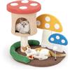 COSTWAY Albero per Gatti 4-in-1 con Condo e Piattaforma, Torre per Gattini a Forma di Fungo con Palo Avvolto in Sisal, Tiragraffi e Palla a Molla
