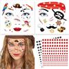 DPKOW Tovaglioli viso pirati accessori costume da pirata di carnevale, tatuaggi temporanei pirati strass viso trucco pirati accessori bambini Halloween tatuaggio viso carnevale costumi