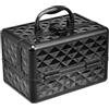FANTASK Beauty Case - Valigetta per trucchi con specchio, 23 x 15 x 18 cm, colore: Nero, Nero, nero