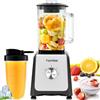Homlee Frullatore Elettrico,1200W Blender,con2 Velocità e Funzione Pulse,6 Lame in Acciaio Inox,1.6L Brocca di Vetro Frullatore Tritatutto Multifunzione con Bottiglia da 500ml e Spazzola