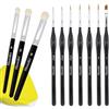 Himmlfel Set di pennelli in miniatura: 3 a secco e 7 per dettagli sottili, set per pittura ad acquerello acrilica e modellismo, Citadel Warhammer 40k