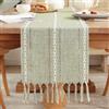 meioro Runner da Tavola Moderno, Tovaglia Runner 33x163cm con Nappe Fatto a Mano, Runner da Tavolo a Righe Vintage, Decorazione da Tavolo per Interni ed Esterni Cucina Pranzo casa Festa (Verde Salvia)