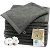 ZOLLNER 10 manopole da bagno in 17x21 cm - guanti da lavaggio grigi soffici e super assorbenti - con pratico gancetto - lavabili fino a 60°C - Cotone - Qualitá alberghiera
