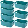 EURXLQ 7 Pezzi Cestini Portaoggetti Plastica Scatole Organizer con Manici,Contenitori per Armadio,Contenitore Plastica,Organizer Portaoggetti per Cucina Bagno Cosmetici (Verdi, 25×18×10 cm)