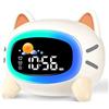 LEMNOI SG5 Sveglia per Bambini, 3 Luminosità 5 luce notturna 7 Musica, Sveglia Digitale per Bambini, Funzione di Ricarica, sveglia da comodino digitale, allenamento del sonno per i bambini (gatto)