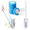 Suitedget 1 set di scopino monouso per WC, scopino per WC con detergente, set di 8 testine di ricambio per la pulizia del bagno in casa e in hotel