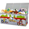 decalsweet Scatola di Giocattoli Large con Coperchio Ribalta per Bambini, Contenitore Porta Giochi Pieghevole Oxford, Baule Portagiochi Impermeabile Robusto per Ragazze Ragazzi, 96×32×40cm (Animali da Corsa)
