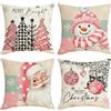 VEEKAY Cuscini Natalizi per Divano,4 Pack 50x50,Cotone Biancheria Federe per Divano per Natale Decorazioni Casa