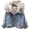 Vagbalena di Inverno delle Donne Giù Giacca di Jeans Super-Caldo di Spessore Sherpa Foderato di Pelliccia Denim Camion Giacca Fidanzato Giacca di Jeans Vintage Allentato Giacca di Jeans (Blu 3,L)