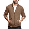 Duohropke Cardigan da uomo con chiusura lampo, colletto alto, maglione a maglia fine, con 2 tasche, marrone, XXL