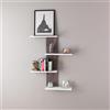 [en.casa] Scaffale da Parete Libreria Moderna da Muro con 4 Ripiani a Scaletta Consolle Pensile da Soggiorno 78 x 17 x 100 cm - Effetto Teak Scuro/Bianco