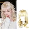 FOSDICK 45 cm parrucca bionda donna bionda Bob parrucca con frangia capelli sintetici resistenti al calore parrucca corta per sera Cosplay uso quotidiano
