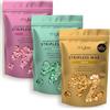 Mylee Set di 3 cera professionale senza strisce, 3 x 250 g [gelsomino, eucalipto, rosa selvatica], depilazione indolore, cera calda pelabile, per tutto il corpo, viso