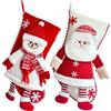 OUYIWEIMAOYI 2 Pezzi Grandi Calze di Natale 17 Pollici 3D Peluche Padre Natale Calza di Neve con Anello per Appendere