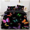 YURKO Cotone Poliestere Copri Piumino Farfalla 135X200Cm Con 2 Federe 50X75Cm Sacco Copripiumino Singolo Niente Stiratura
