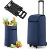 GYMAX 2 in 1 Trolley per Spesa, Carrello Pieghevole e Sacca Smontabile, Regolabile in 3 Altezze, Portata di 60 kg, Capienza di 38 L, con 2 Ruote Flessibili, 4 Colori Disponibili, 35x32x96 cm