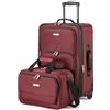 Amazon Basics Set di 2 Bagagli Impilabili, Valigia Espandibile (58 cm) e Borsa in Tessuto (25 cm), Leggeri, 100% Poliestere, Rosso