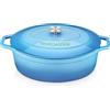 vancasso - Casseruola in ghisa, pentola per il pane, 8 L, diametro di 37 cm, smaltata, con coperchio, per fornelli a gas/in vetroceramica, piano cottura a induzione/forno, rotonda, colore blu