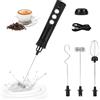 DONGKIKI Montalatte elettrico USB ricaricabile a 3 velocità regolabili, montalatte mano con 3 agitatori caffè per preparare latte, cappuccini, cioccolata calda
