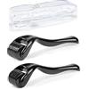 Zemolo 2 Pezzi Derma-roller, Micro-Ago Roller, Microneedle per Skin Care, Trattamento di Perdita Capelli,Delle Rughe, Cicatrici da Acne e Smagliature (Nero, 0,25 mm e 0,5 mm)