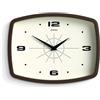 JONES CLOCKS® Movie Orologio a parete | Orologio rettangolare retrò | 25cm | Marrone moka | Look di design di metà secolo per cucina, soggiorno o ufficio