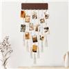 Dremisland Macramè Cornice Portafoto da Parete Multipla Cornice Foto Collage da Parete con 35 Mollette Marrone Cornice Foto Bohémien Porta Foto per Personalizzazione Appendere Foto Wall Decor