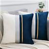 Serento Federa Velluto 40x40cm Blu Scuro Set 2 Pezzi Copricuscini Moderna di Lusso Beige Blu Cuciture Stampa a Caldo Federe per Cuscini con Cerniera Invisibile per la Decorazione Domestica
