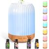 BUOAZR Diffusore di Oli Essenziali, 250ml Diffusore di aromi, Spegnimento Automatico Senza Acqua, e 7 Colori LED, 3 Impostazione Timer, Ultrasuoni Umidificatore per Casa, Ufficio, Spa