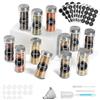 Moreau Barattoli Per Spezie, 12 Barattoli Per Spezie Rotondi In Vetro Con Coperchi In Acciaio Inox, 120 Ml, Barattoli Per Spezie, Contenitore Per Spezie