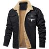 Generic Giacca in pile da uomo Bullhorn, giacca western da uomo, giacca da camionista foderata in sherpa, giacca western vintage (Black,XL)