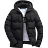 Generico Uomo Autunno e Inverno Solido Cerniera Cappuccio Largo Cappotto Esterno Top Camicetta Giubbotti Di Marca (Black, M)