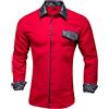 Generic Camicia di seta nera rossa per uomo arrivo camicia maschile slim fit camicia da uomo manica lunga stile britannico camicia da uomo ufficio affari, CY-1203, XL
