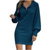 DJYQLCWA Vestito Invernale Donna Elegante Collo Alto Abito Lavorato Abito Maglina Donna Estivo Abito in Maglia di Lana di Media Lunghezza con Maglione Solido alla Moda a Maniche Lunghe da Donna Navy, S