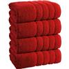 EBD Set di 4 teli da bagno extra large super Jumbo (100 x 200 cm, 600 g/m²), morbidi e grandi, 100% cotone egiziano, asciugamani da bagno ad asciugatura rapida, asciugamani da bagno XL (rosso)