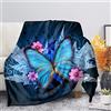 Biyejit Coperta blu con stampa di farfalle, calda coperta in pile ultra morbida per letto, divano, soggiorno