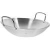 DOITOOL Wok in Acciaio Inox Padelle Wok Tradizionali Cinesi Giapponesi Padella Pentola con Doppio Manico Fondo Tondo Padella Antiaderente Pentole per Cucina Argento 26 Cm