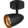 EDO Lampada da soffitto LED Spot OVO 1 Nero Oro IP20 GU10 a 1 luce nero-oro, Faretto da soffitto orientabile GU10, Faretto, Plafoniera 230V per Soggiorno Camera da letto, Anello Oro EDO777237