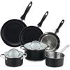 SAN IGNACIO Batteria da cucina 5 pezzi Ø16Ø20Ø24 con coperchi + set di padelle Ø16Ø20Ø24 alluminio pressato San Ignacio