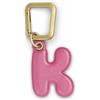 UNTAGS - Charm Lettera K - Materiale Effetto Pelle - Ciondolo per Smartphone, Portachiavi con Moschettone in Metallo Colore Oro Incluso - Rosa